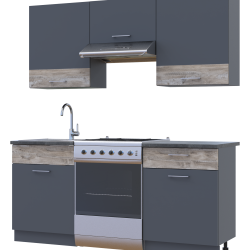 Kitchen Leia 1.8 m 180x60x250 Graphite Graphite/Clondike
